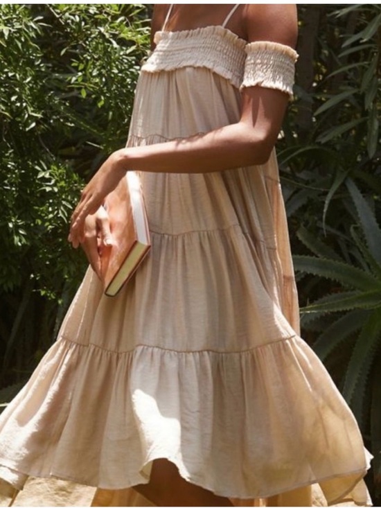 Anthropologie Dresses & Skirts - Anthropologie Sarah Hann Beige Tiered High-Low Sundress xs
